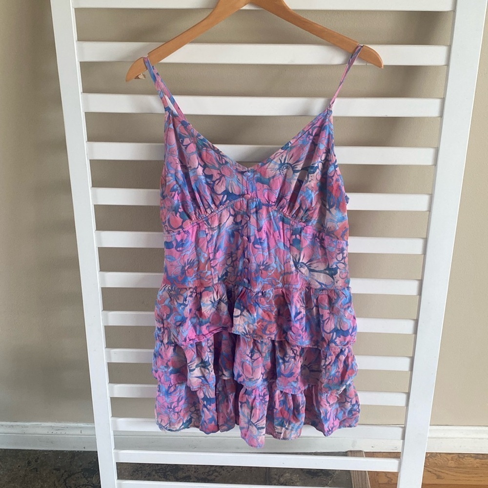 Wild Fable Fit & Flare Multi Floral Ruffle Layer Sleeveless Mini Dress Size L - Picture 2 of 12